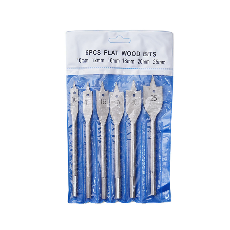 6-piece set of hexagonal handle hanging bag woodworking flat drill set, woodworking drilling and hole opening machine, 10-25mm woodworking drill undefined