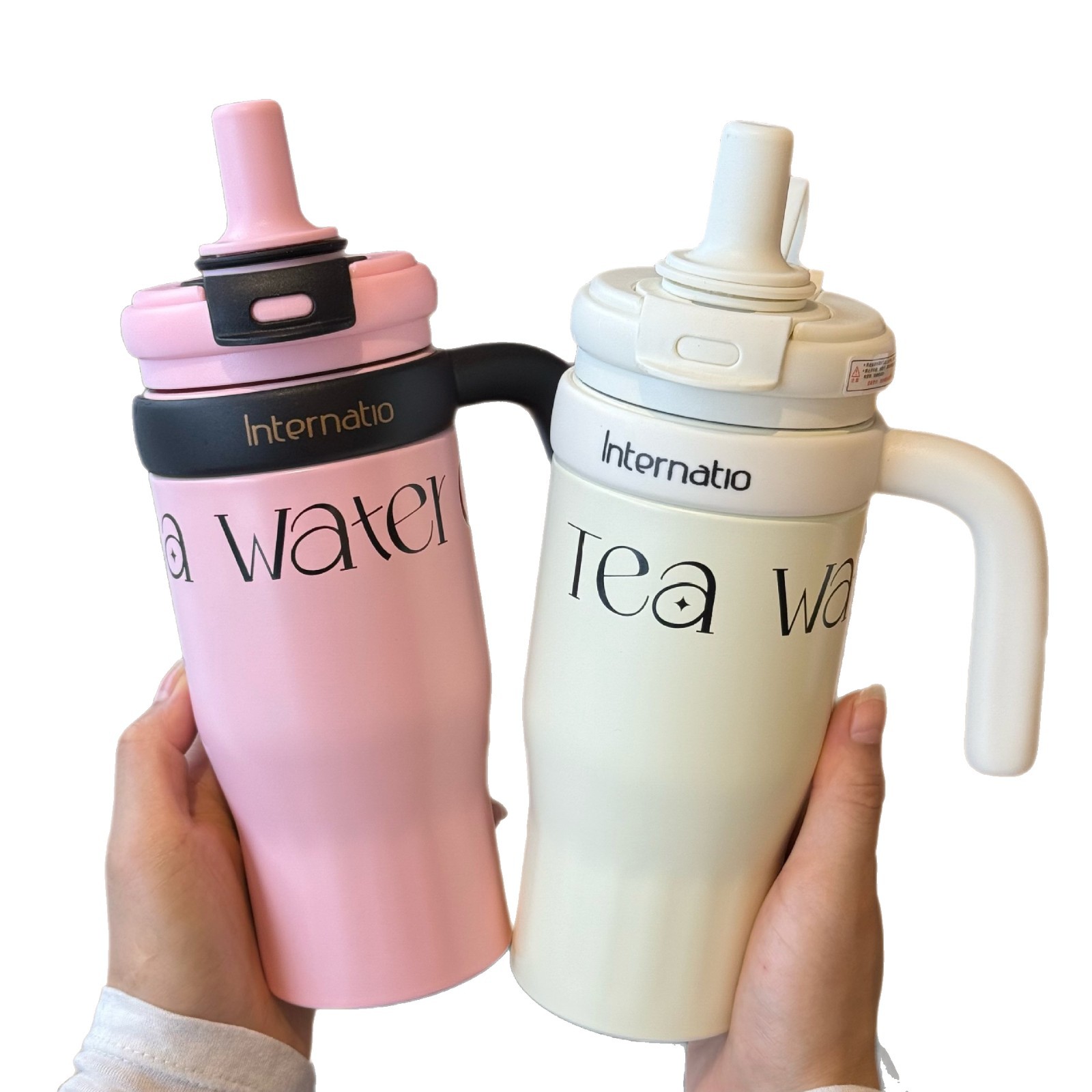 Colorful insulated cup, large-capacity, popular student coffee cup, simple and elegant office straw water cup with handle Item Picture