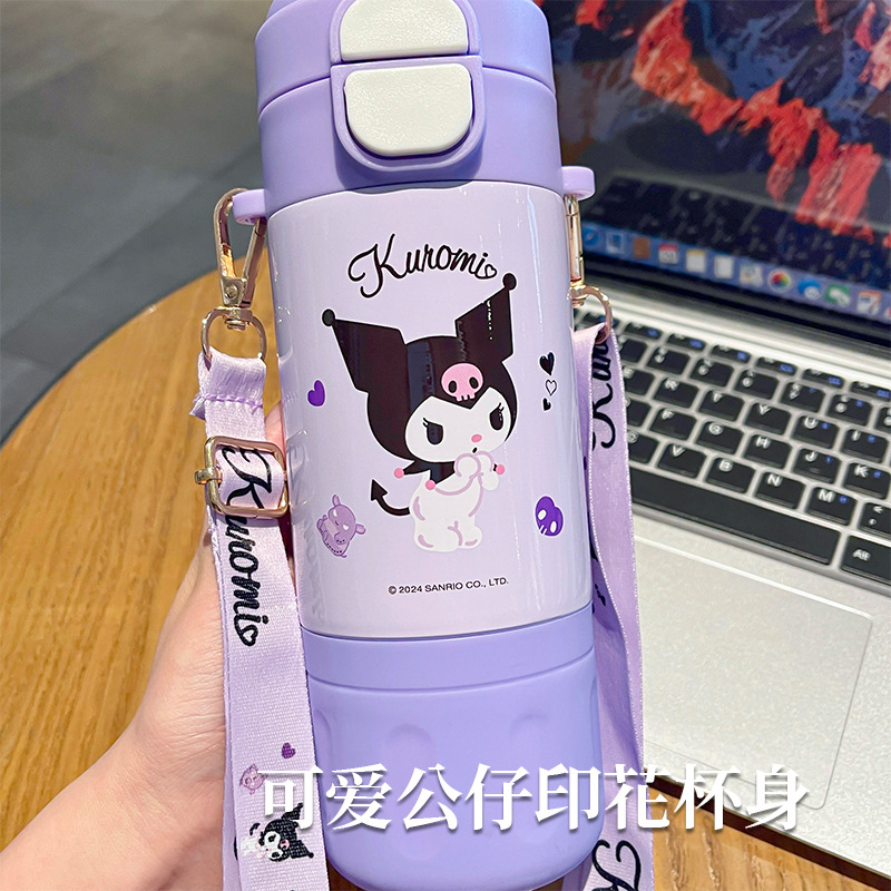 Sanrio official insulated cup, children's water cup, cartoon double-drinking cup, portable straw water cup for girls, cute and portable Application Scenario