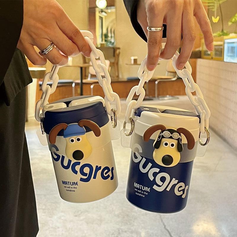 2023ins Simple Ton Water Cup, Portable Children's Straw Cup, Coffee Cup, 316 Stainless Steel Insulated Cup, Car Gift box details Picture