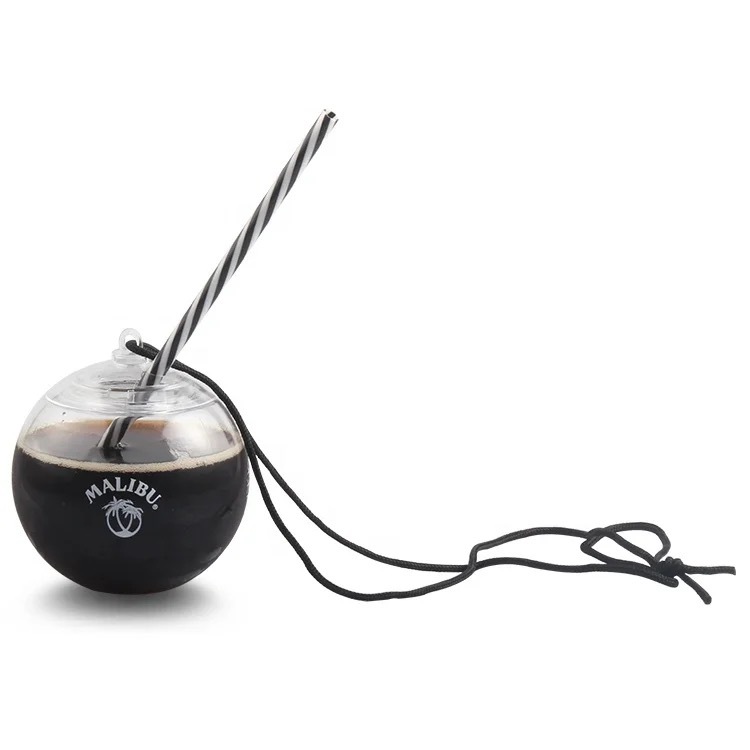 Factory direct sales of luminous plastic water cups with straws, disposable straw cups with buckles and hanging ropes, luminous juice cups details Picture