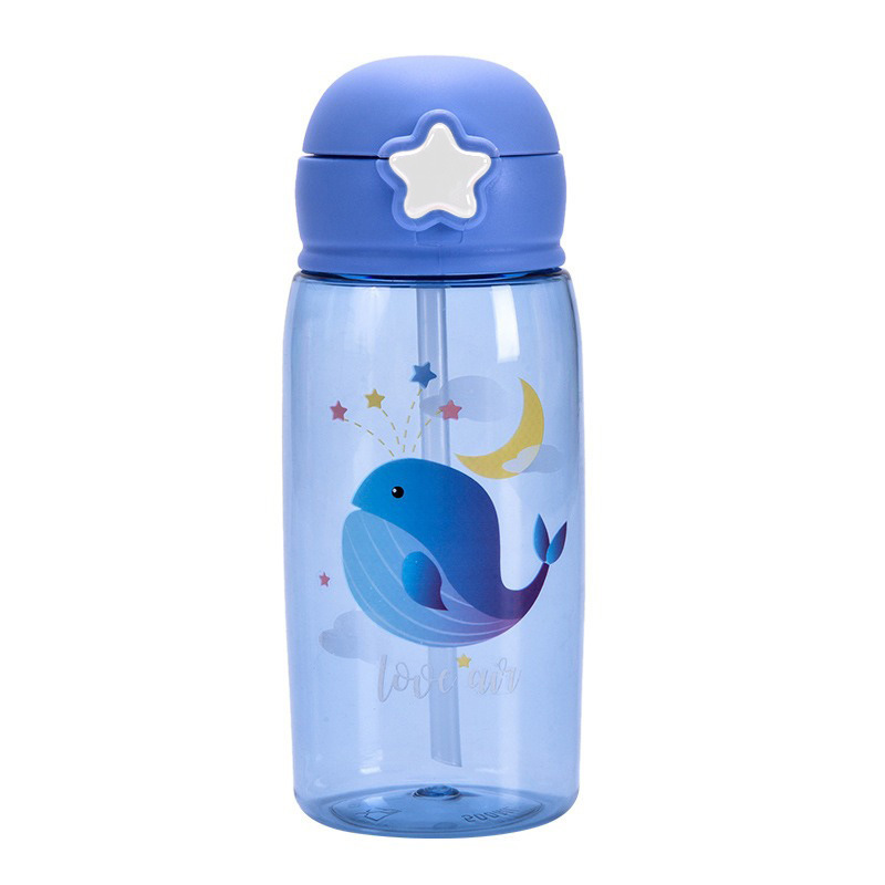 Cute straw cup, star-carrying plastic cup, light luxury and high-end feel, children's water cup, women's sports cup gift Item Picture
