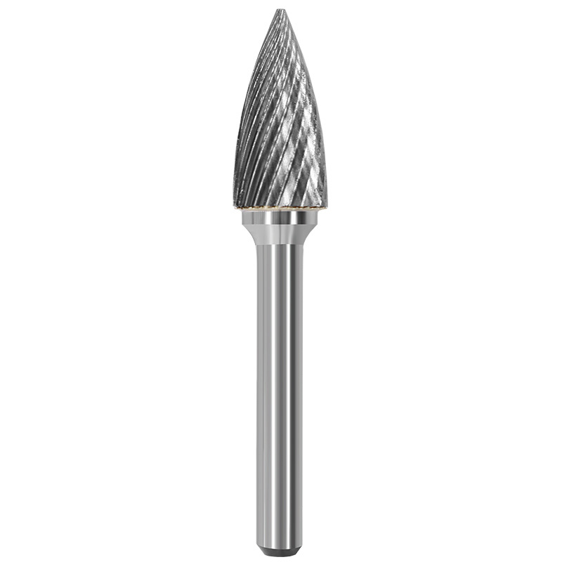 Tungsten steel grinding head, hard alloy rotary file, arc-shaped pointed end mill, metal grinding and engraving single and double groove patterns G-shaped details Picture