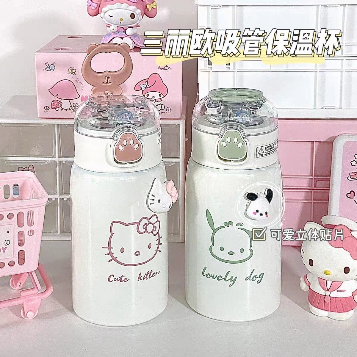 Cat-paw insulated cup, high appearance level, cute cartoon girl straw cup, 304 stainless steel portable student and children's cup Application Scenario