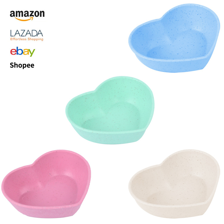 Wheat straw heart dish, seasoning dish, creative plastic heart-shaped soy sauce dish, bowl, dipping sauce dish, cross-border manufacturer wholesale full figure