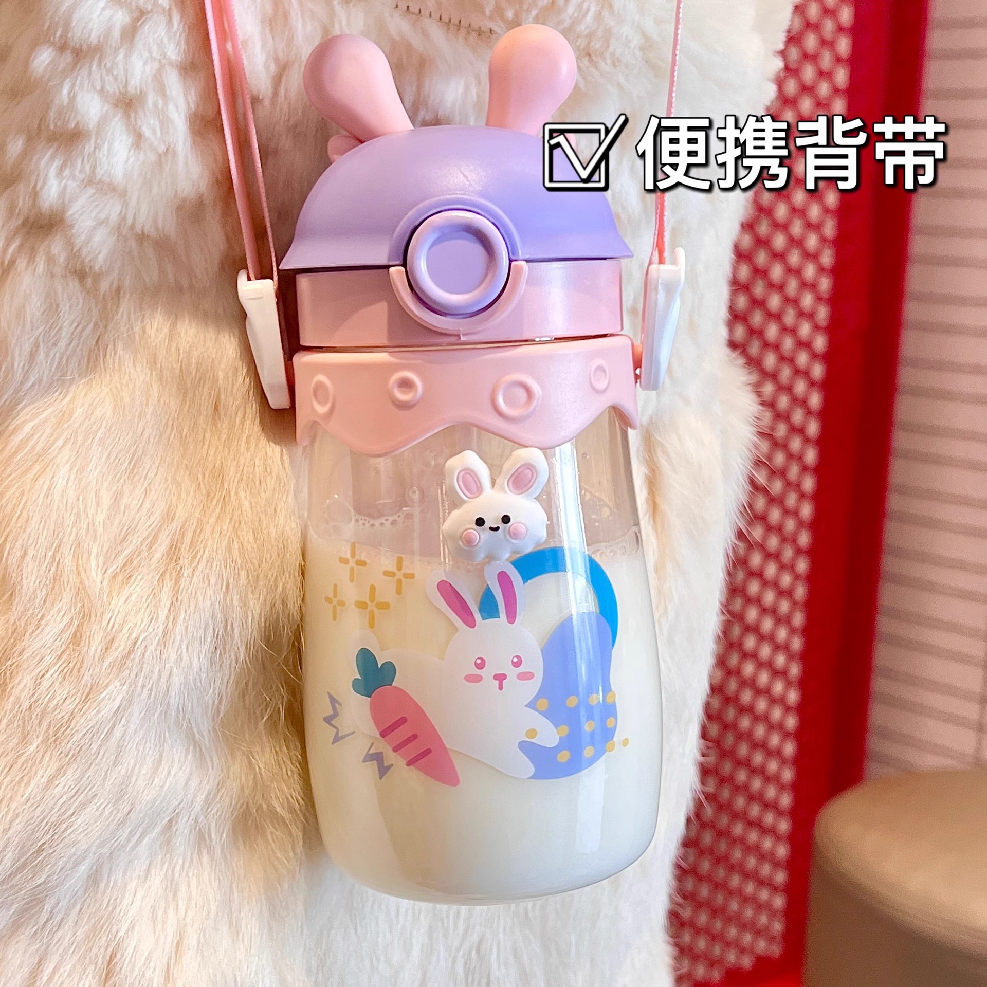 Children's straw cups, girls' water bottles, water cups for babies over 3 years old, and cute drinking cups specially designed for kindergarten and school details Picture