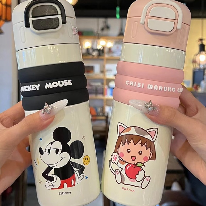 2024 New cartoon character insulated cup, high appearance level, household disposable cup for male and female students, special straw cup for school full figure