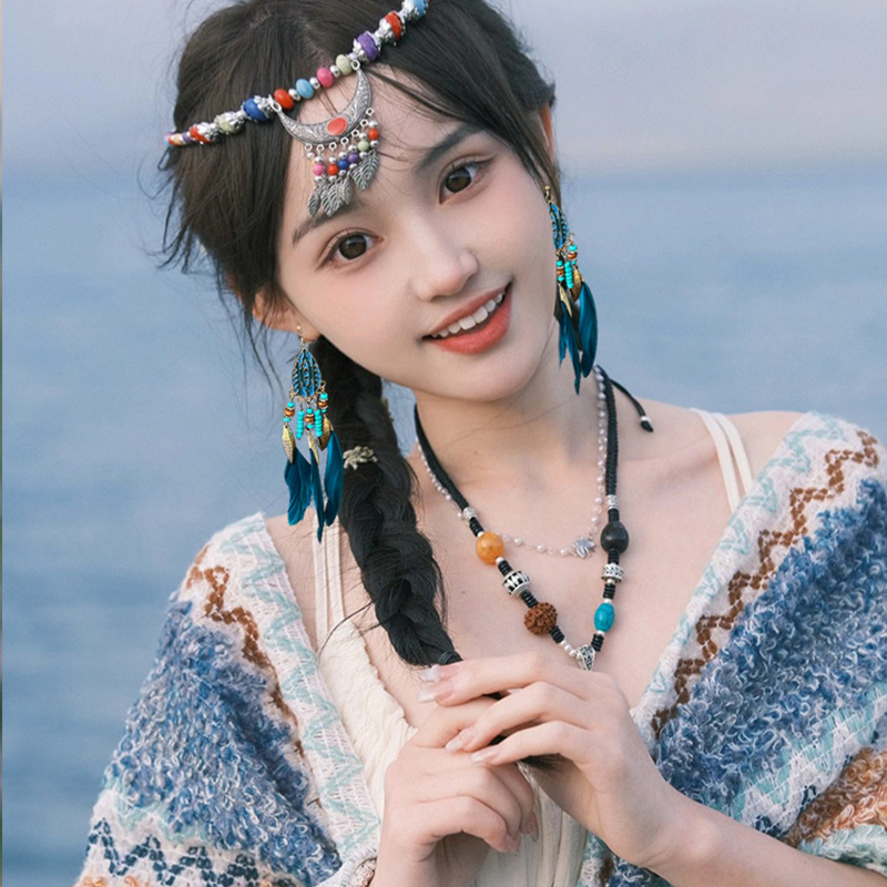 Bohemian style Su forehead decoration, female ethnic style forehead chain, brow center pendant hair band, exotic Tibetan retro accessories details Picture