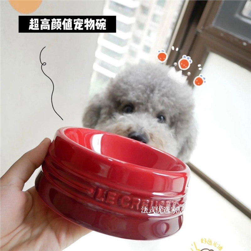 Cool color short-legged, flat-mouthed, high-legged pet bowl, ceramic cat and dog bowl, large-capacity anti-knock, ins snack bowl with gradient color full figure