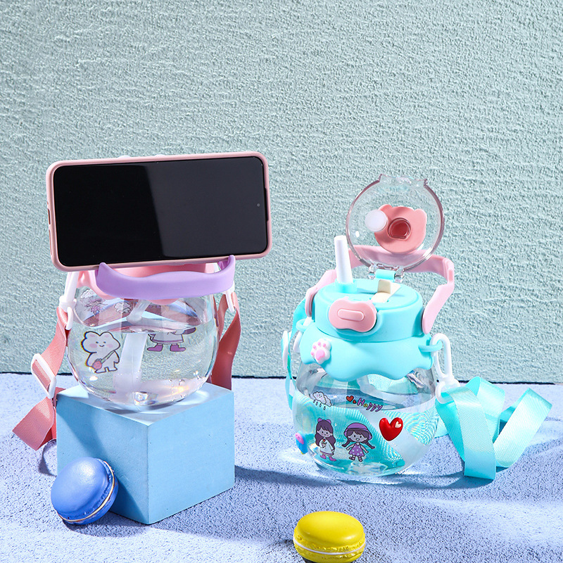 diy cartoon dolls by Internet celebrities, large-bellied transparent cups with high appearance standards, portable children's water cups, large-capacity double-drinking plastic cups Specification drawing