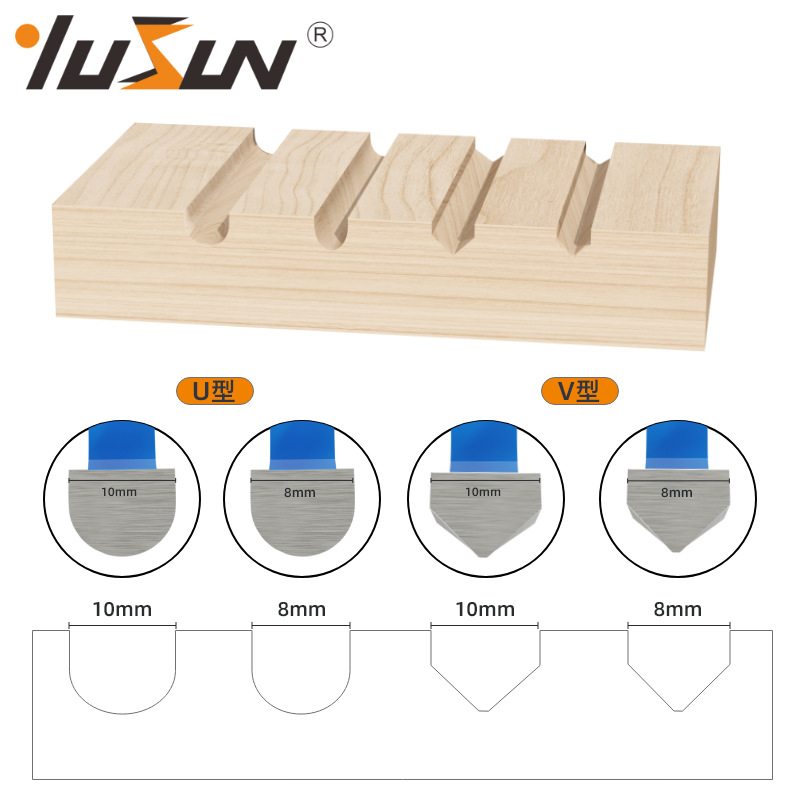 Yusheng aluminum-plastic panel forming knife, U-shaped 90-degree V-shaped bent woodworking saw blade, circular six-tooth, eight-tooth and twelve-tooth blades Specification drawing