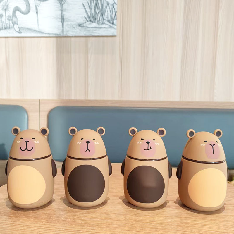 25-year new creative cartoon cute Capibara water cup, heat-resistant medium borosilicate double-layer insulated glass cup full figure