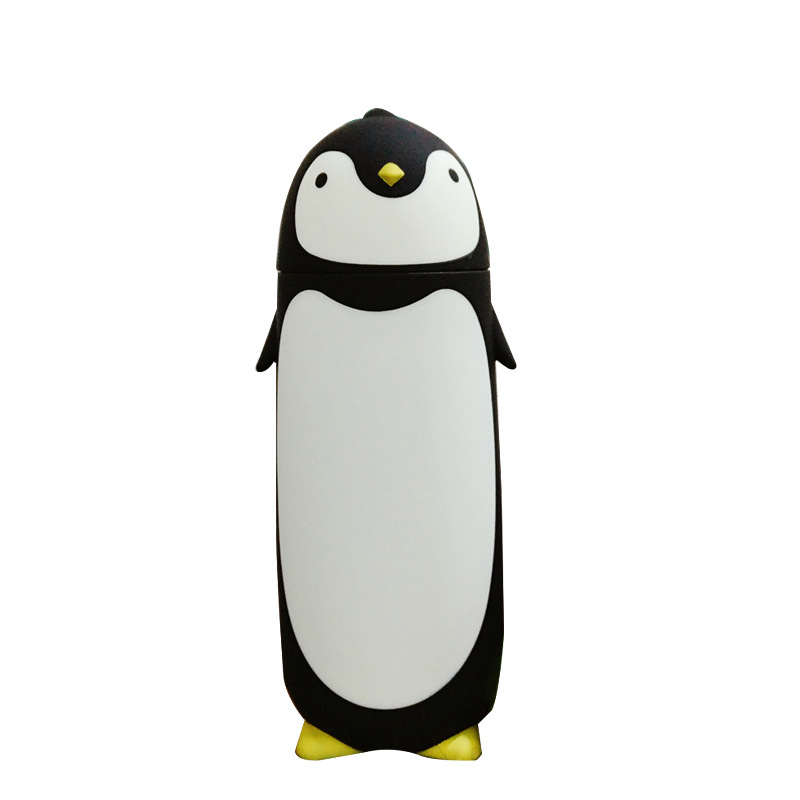 Wholesale high-appearation-level creative cartoon cute student gifts, cute penguin portable double-layer insulated glass water cups Item Picture