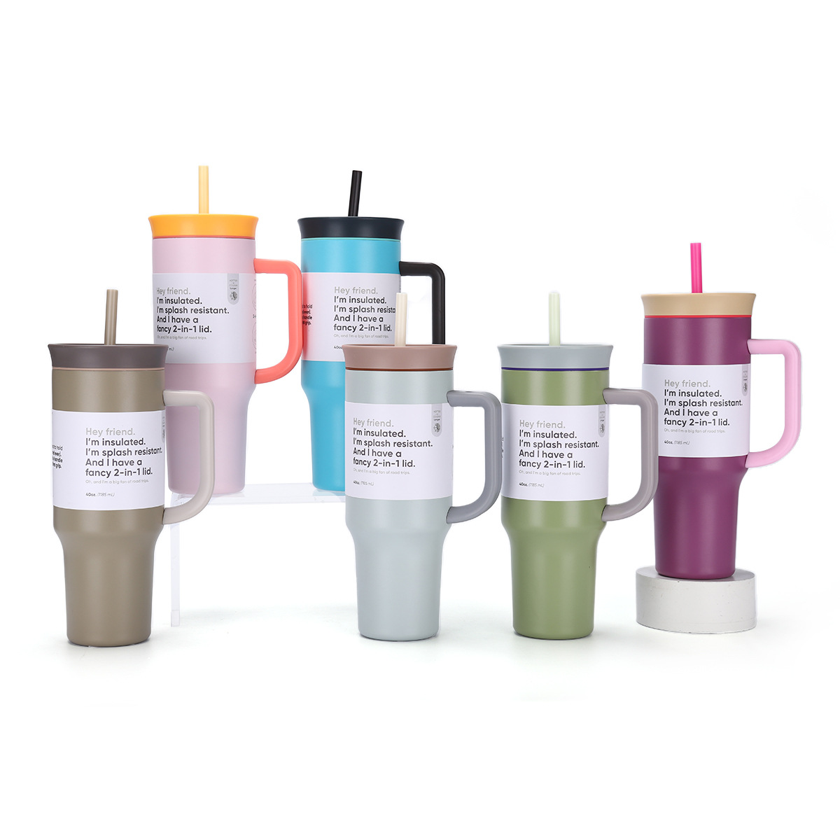 Cross-border 40oz car cup Owala double-layer vacuum insulated cup, outdoor sports cup with straw handle Specification drawing