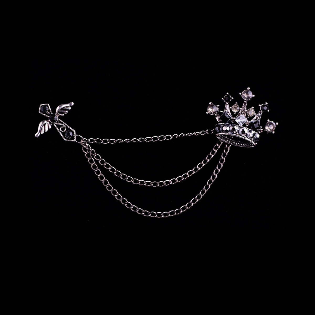 Z16 Yiwu factory direct sales: European and American men's brooches, British crown cross badges, tassels and accessories Specification drawing