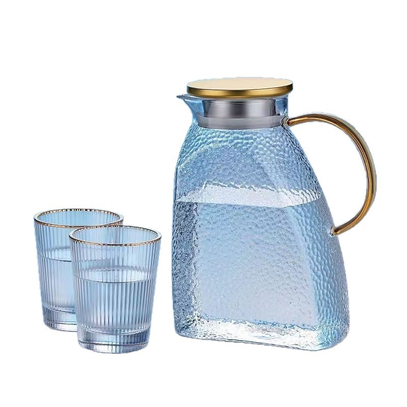 Refrigerator cold water bottle, summer household high-temperature resistant large-capacity cold water bottle, flower teapot, high borosilicate teapot cup Item Picture