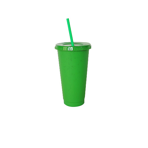 【 Processing and Customization 】 Wholesale of large-capacity transparent beverage milk tea cups with LIDS and creative glitter cups Item Picture