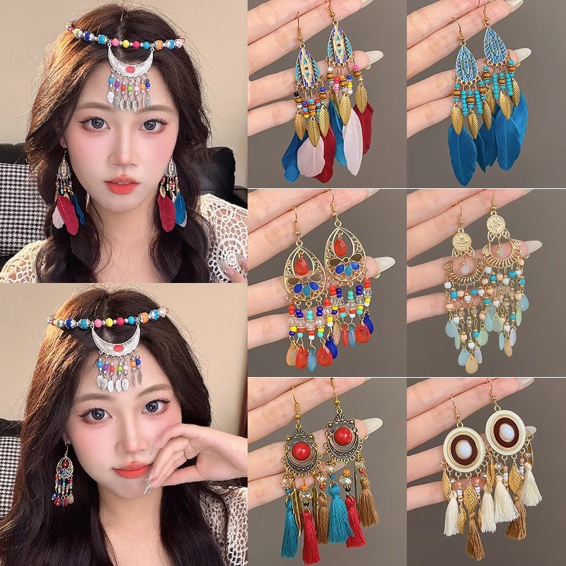 Bohemian style stylish Su earrings, women's niche design, high-end ear rings, retro vacation style, exotic earrings and earrings full figure