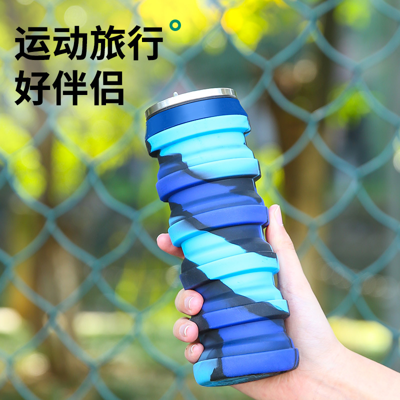 In-stock sports outdoor foldable silicone water cups, easy-pull can-shaped telescopic water cups, water bottles Application Scenario