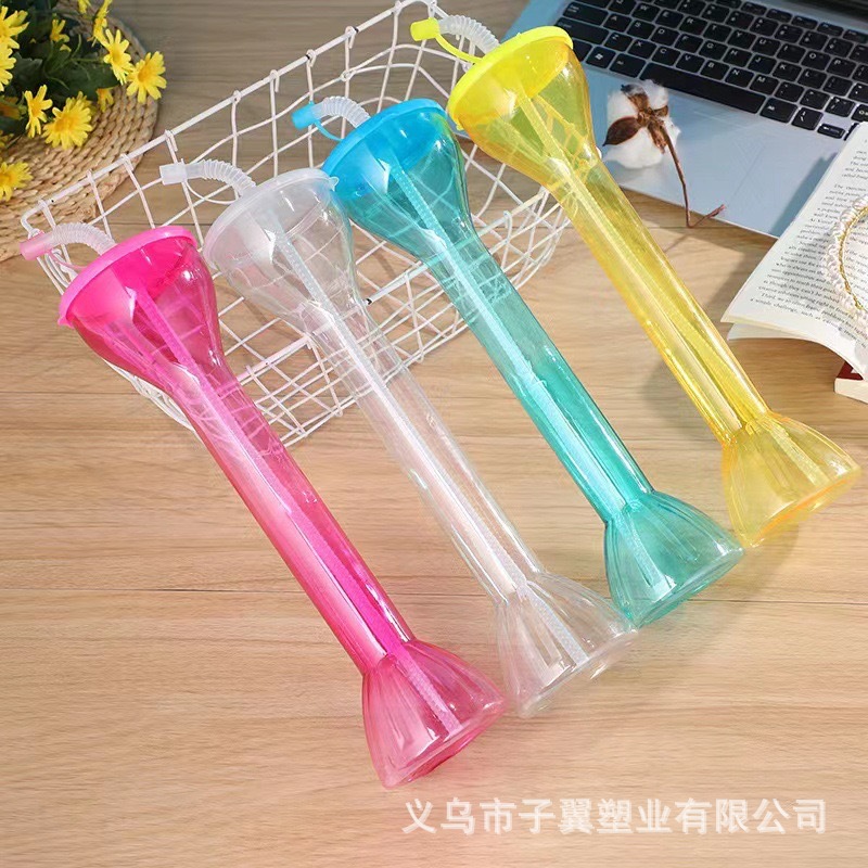 Amazon's new minimalist design large dumbbell straw cup, PET plastic water cup, juice drink cup Specification drawing
