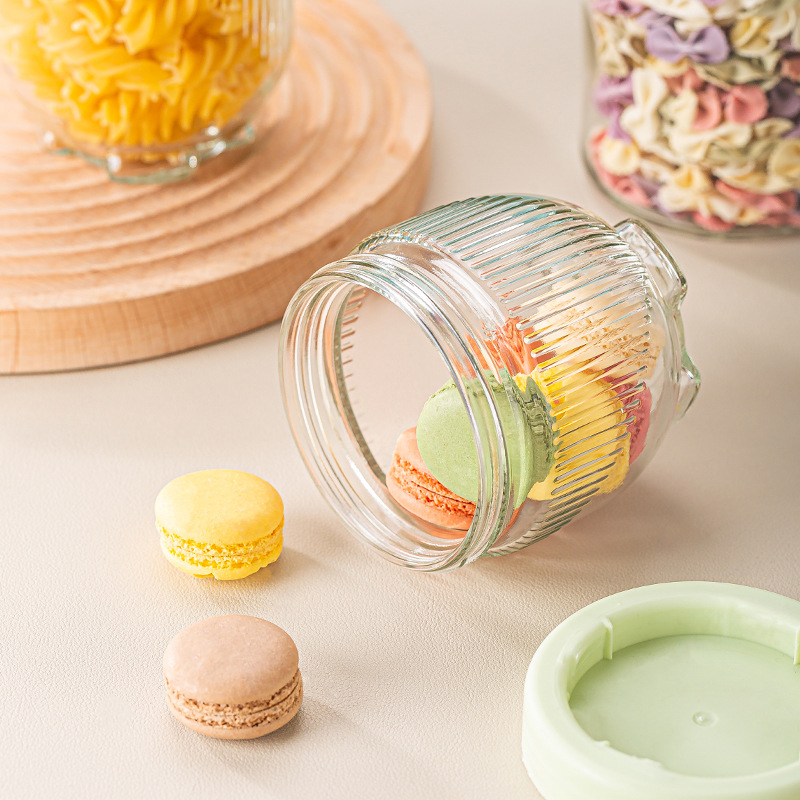 Popular cat paw glass storage jars, household kitchen storage jars, food-grade moisture-proof storage jars with LIDS, transparent grains Specification drawing