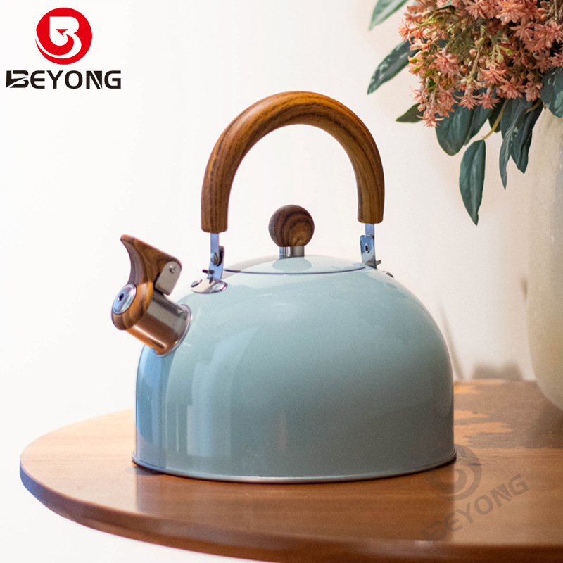 Stainless steel sky grey folding handle whistling kettle, cross-border whistling kettle, European and American light luxury 3L whistling kettle, flat bottom details Picture