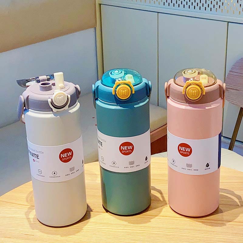New 1200ML high-end business insulated cup with large capacity, bouncing lid, handle, straw, water cup gift wholesale details Picture