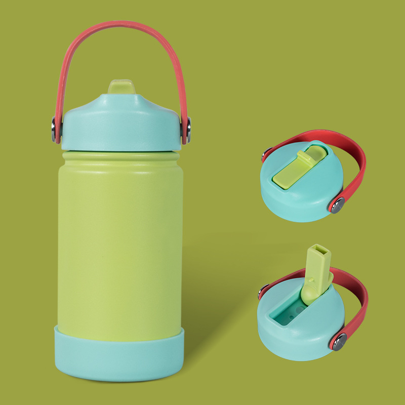 Amazon's best-selling new 12oz stainless steel children's insulated cup with straw, children's cup with handle, water cup full figure