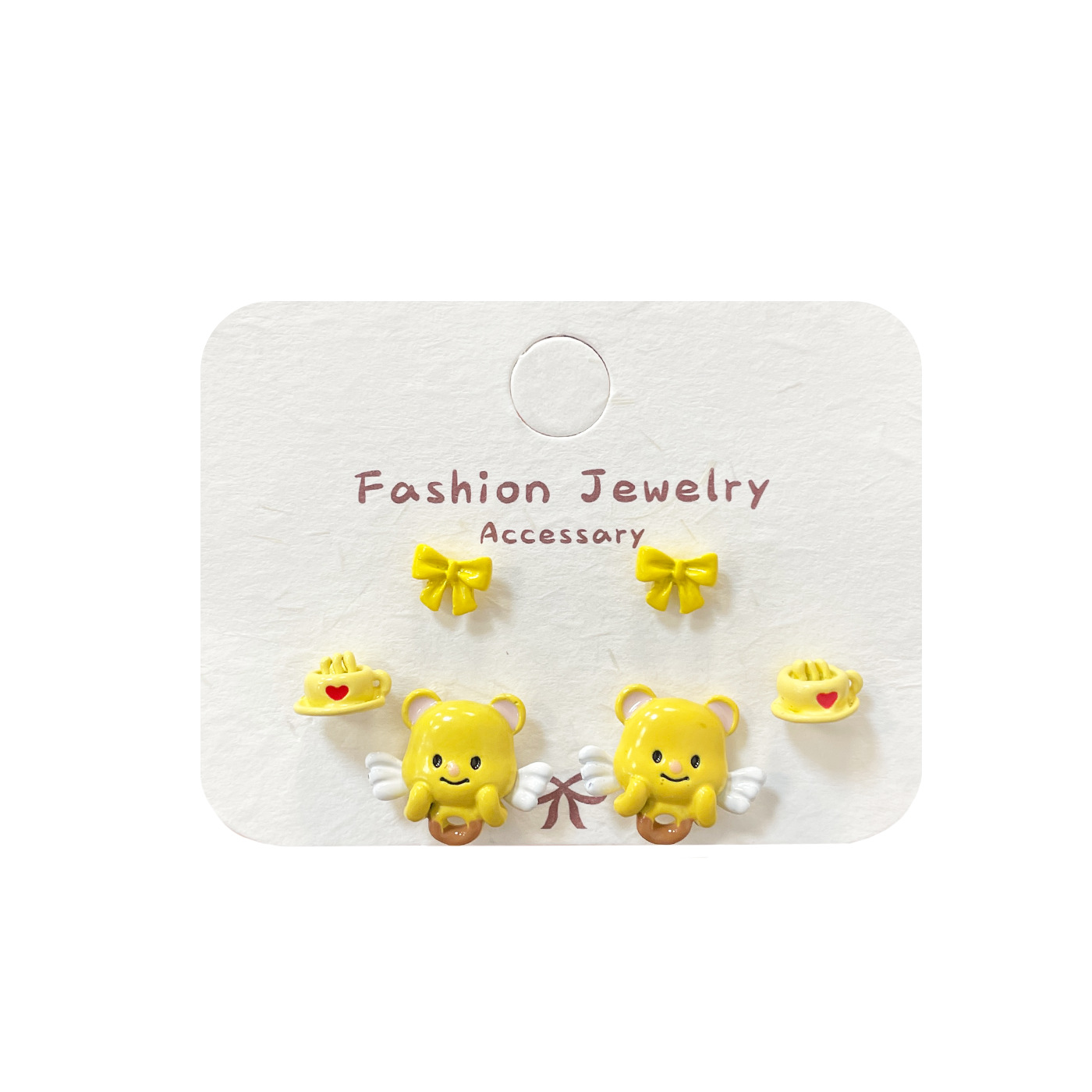 Cute cartoon butter bear stud earrings, silver needle for girls, delicate dessert for puppies, fresh and cute student earrings Item Picture