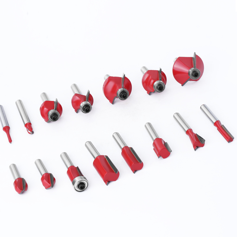 Woodworking milling cutter sleeve, edge finishing machine, engraving machine, tungsten steel alloy cutter head, 12-piece set of woodworking tools for slotting and trimming Specification drawing