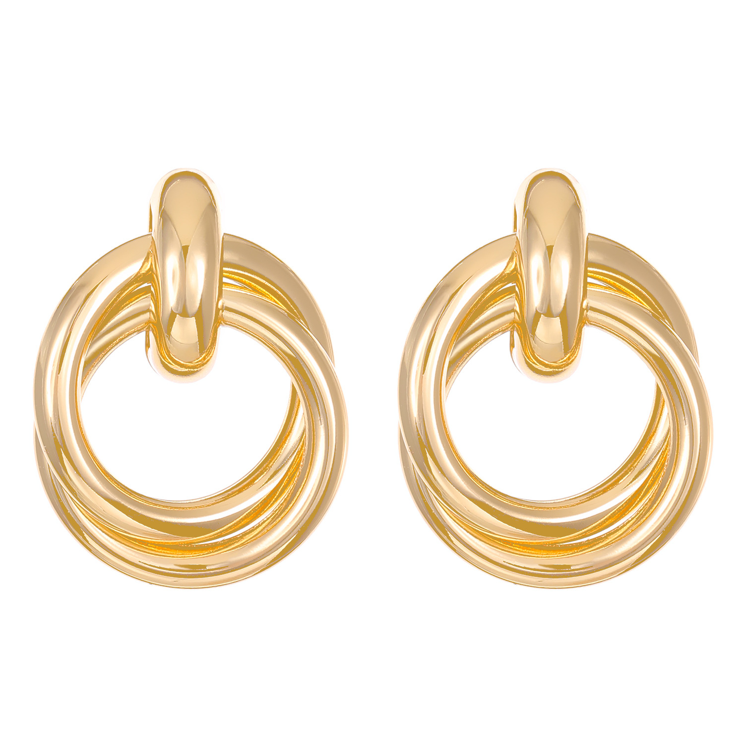 Cross-border new exaggerated geometric earrings, women's ins style, European and American alloy wound twist stud earrings, retro ring earrings Item Picture