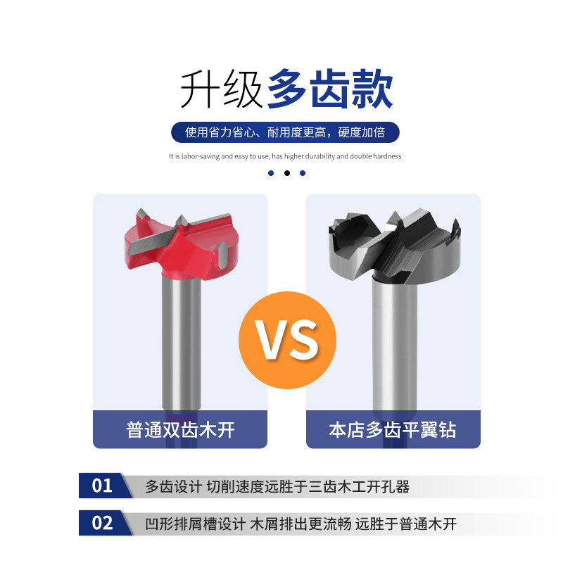 6.35mm small hexagonal handle woodworking hole opener, multi-tooth flat wing drill, woodworking drill bit, for opening holes in doors, Windows, cabinets and hinges Specification drawing