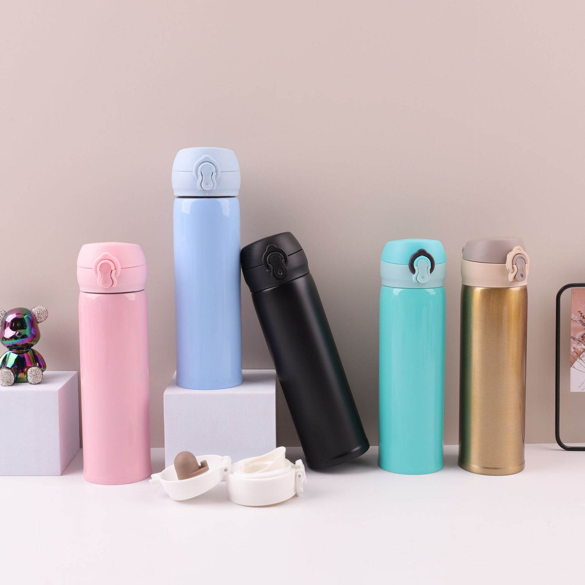 Cross-border 304 stainless steel insulated bouncing cup, simple and fashionable portable office insulated cup, gift water cup Specification drawing