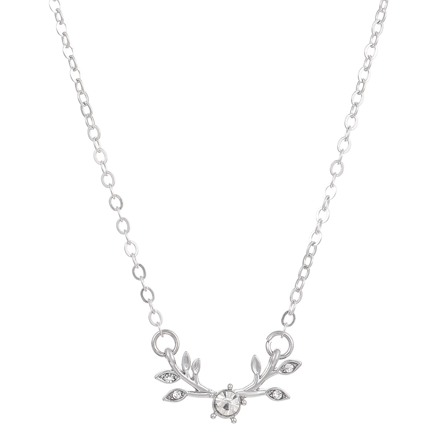 European and American cross-border jewelry, ins leaf stud necklace set, simple and versatile spring and summer jewelry accessories, collarbone chain for women Item Picture