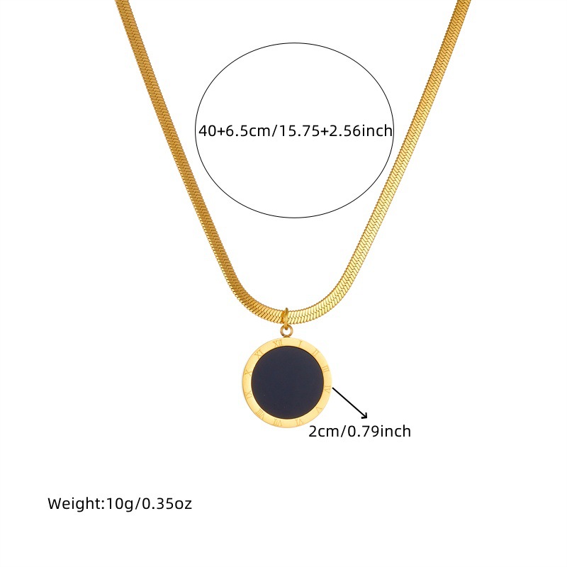 European and American fashion, niche and individual, simple gold-plated stainless steel geometric round Roman numeral round pendant necklace Application Scenario