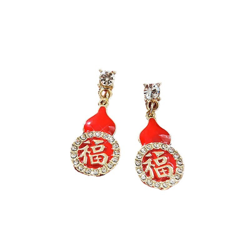 New Year red earrings, women's red festive lucky bags, zodiac year earrings, 2025 new trendy and best-selling New Year earrings Item Picture