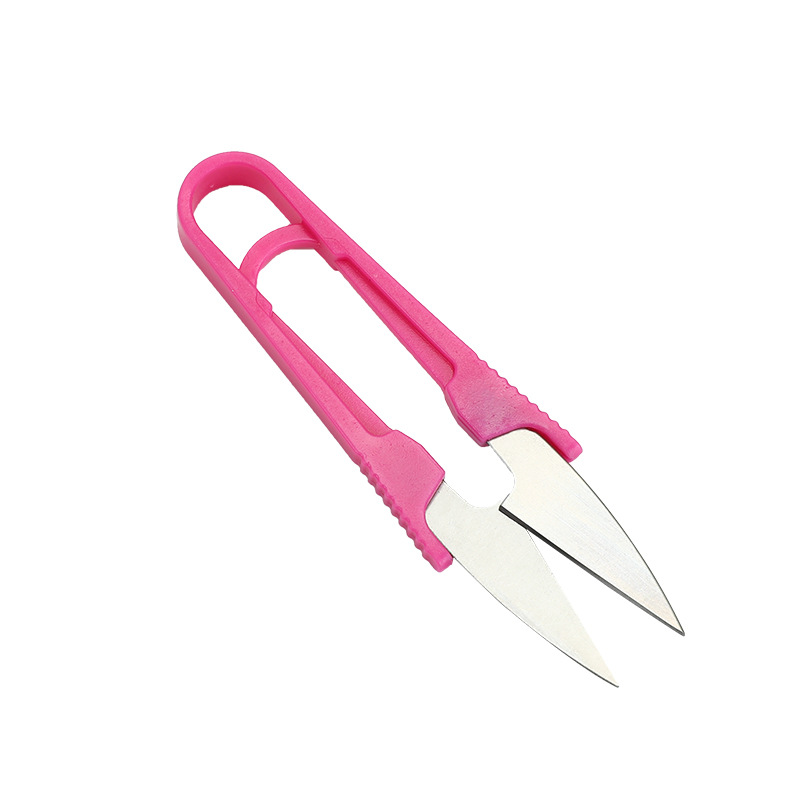 Wholesale of cross-stitch scissors, special small scissors, colored plastic yarn scissors, household thread end scissors, U-shaped trimming scissors from the manufacturer Item Picture