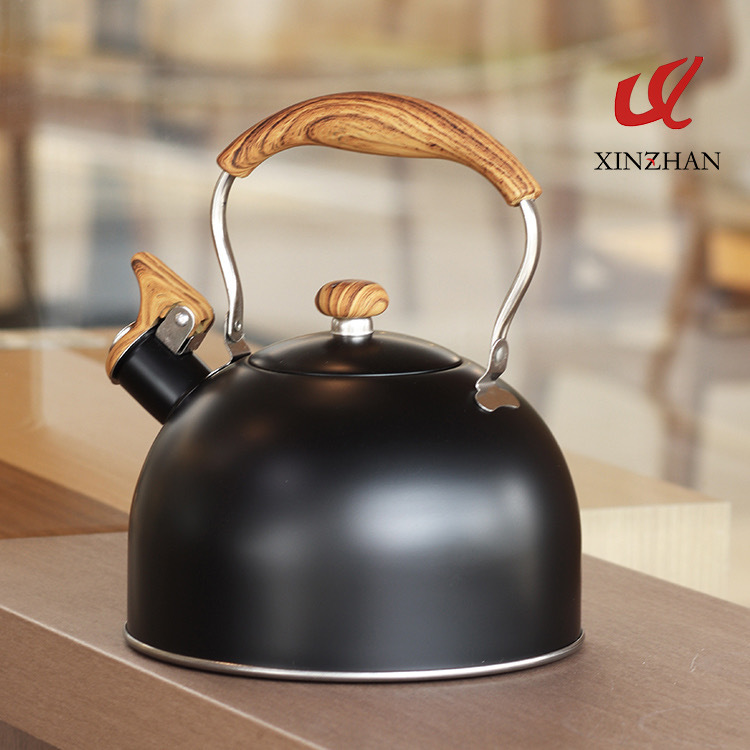 New cross-border whistling kettle, beige 2.5L flat-bottomed whistling kettle wholesale, European-style stainless steel whistling kettle Specification drawing
