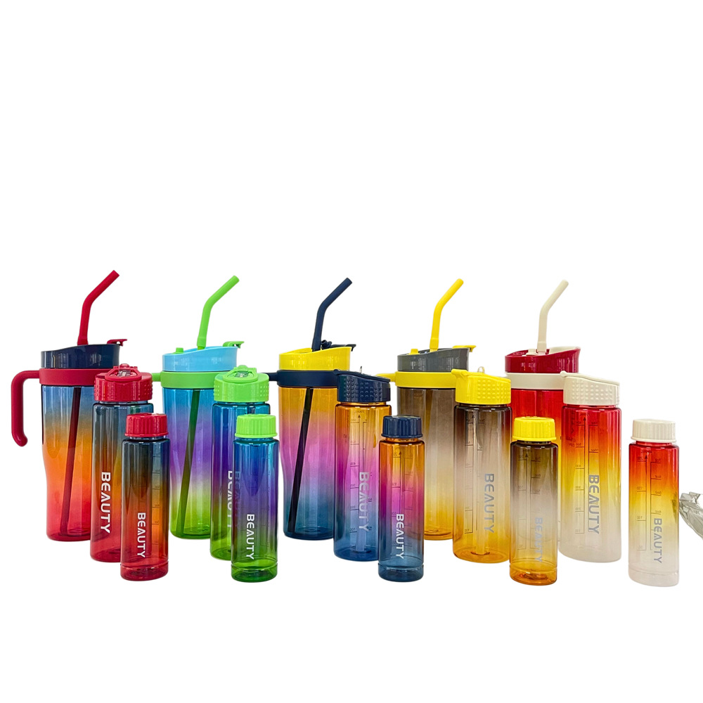 Wholesale large-capacity car cup, colorful three-piece set, double drinking cups, adult portable handle plastic car water bottles Item Picture
