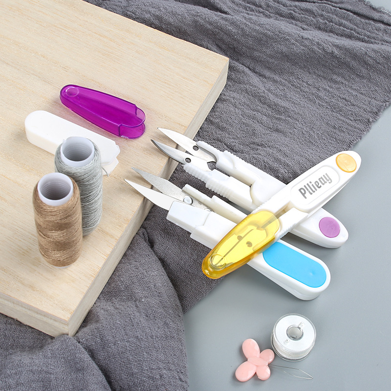 Morandi multi-functional covered spring shears, DIY shears, cross-stitch shears, thread end shears, fishing gear small scissors Specification drawing