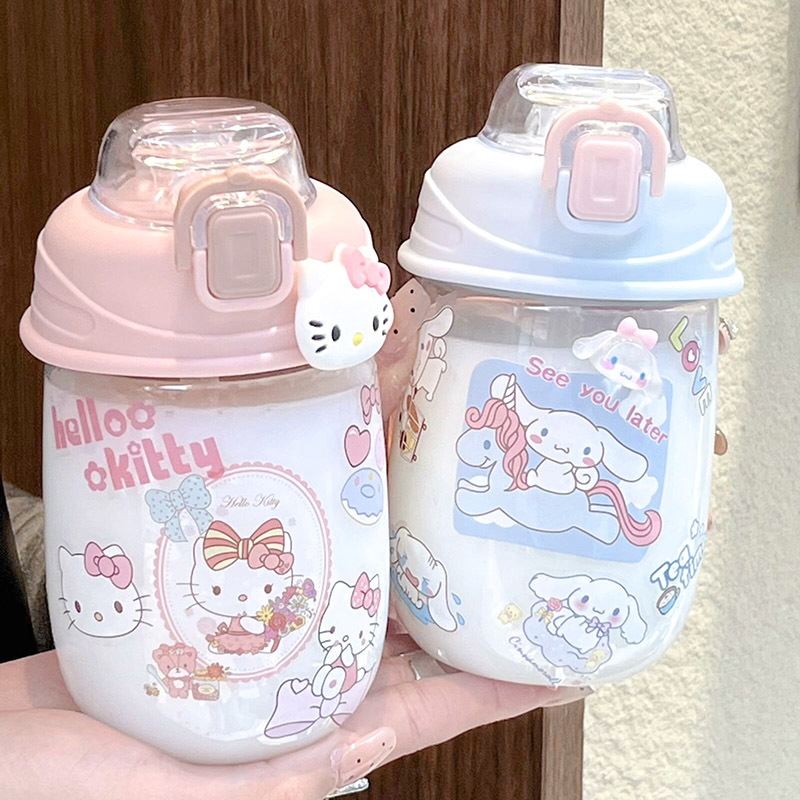 New Instagram-style water cup, cute stickers for female office workers, girls' straw cup, portable cup, large-capacity bouncing cup Specification drawing