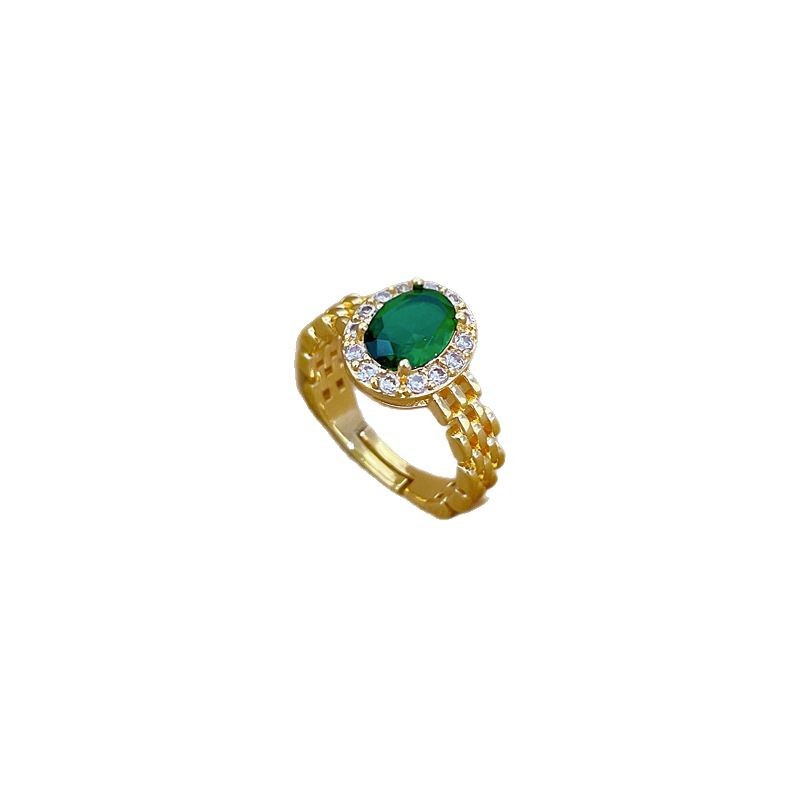 【 Real Gold 】 Watch bracelet, emerald ring, adjustable opening, simple jewelry, Japanese-style ring, couple rings Item Picture