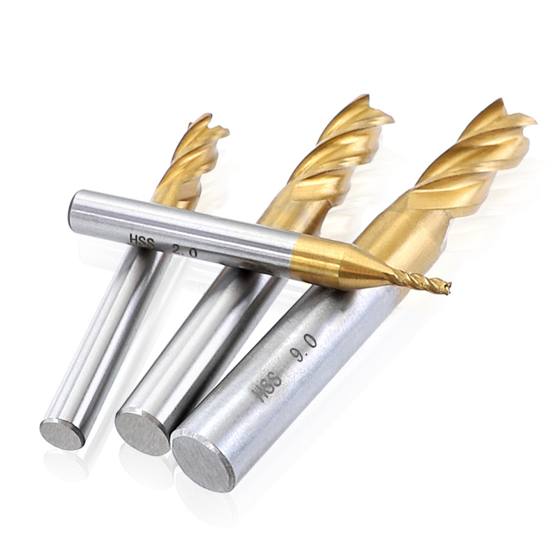 High-speed steel and aluminum milling cutters 1.5-10mm four-edge white steel straight shank titanium-coated end mills, end face mills Application Scenario