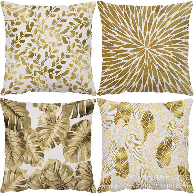 Amazon Golden leaf square sofa, throw pillows, long strip pillows, long backrests, pillow cushions, waist pillows, waist cushions, no pillow core details Picture