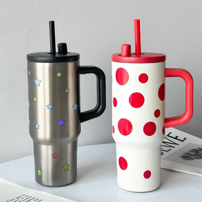 High-appearation-level straw insulated cup, large-capacity stainless steel water cup, high-appearation-level female cold preservation car ice cup details Picture