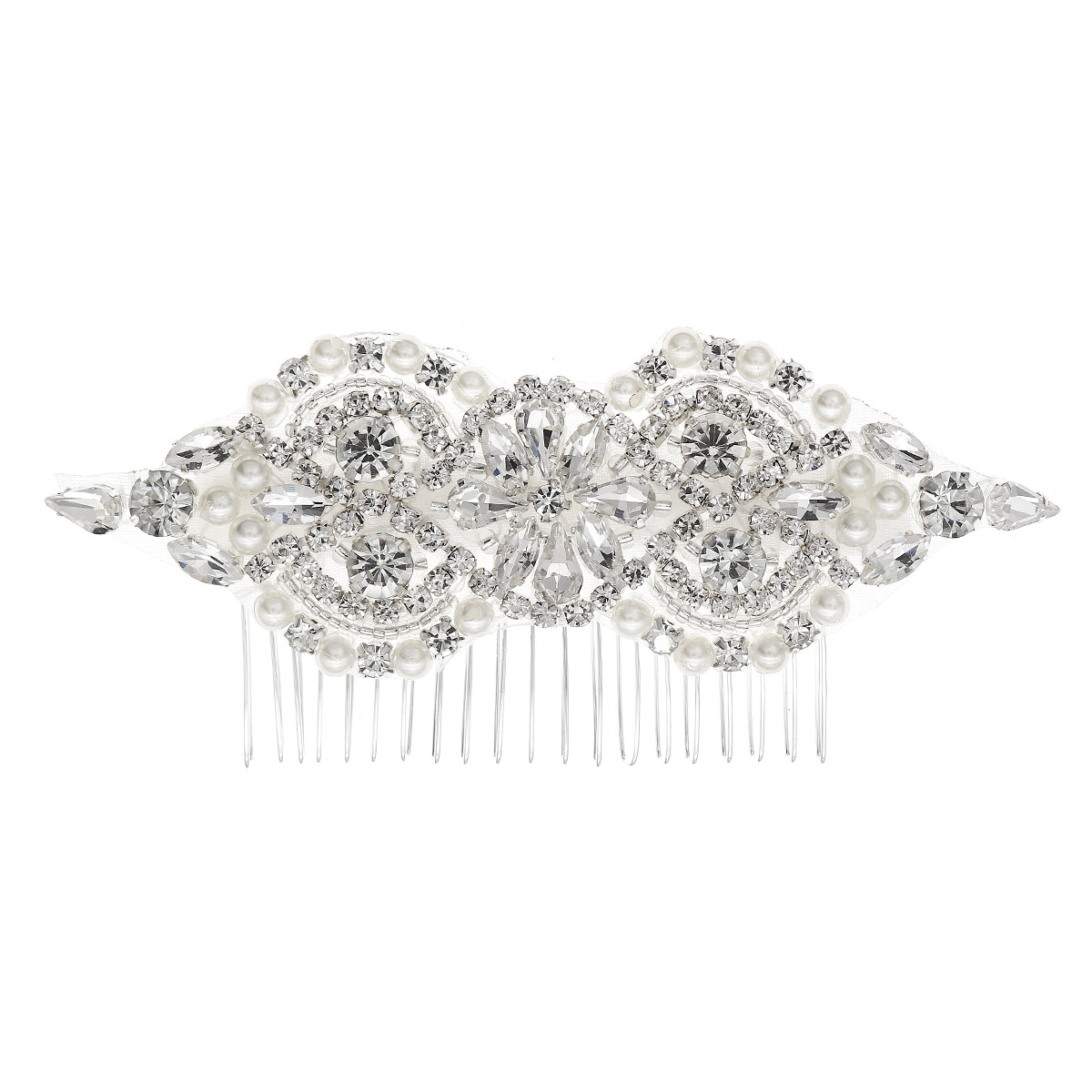 New cross-border accessories: Women's hair comb, wedding banquet updo, bride's headwear, luxurious handcrafted rhinestone and pearl insert comb Item Picture