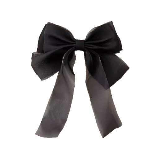 New mesh bow ribbon children's hair clip, girls' back head clip, girls' baby spring clip hair clip accessory Item Picture