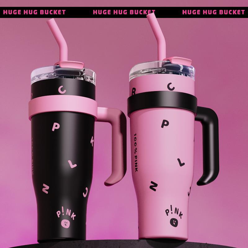 BLACKPINK insulated cup, Giant Ice Cup, large-capacity coffee cup, portable girls, high appearance level straw cup full figure