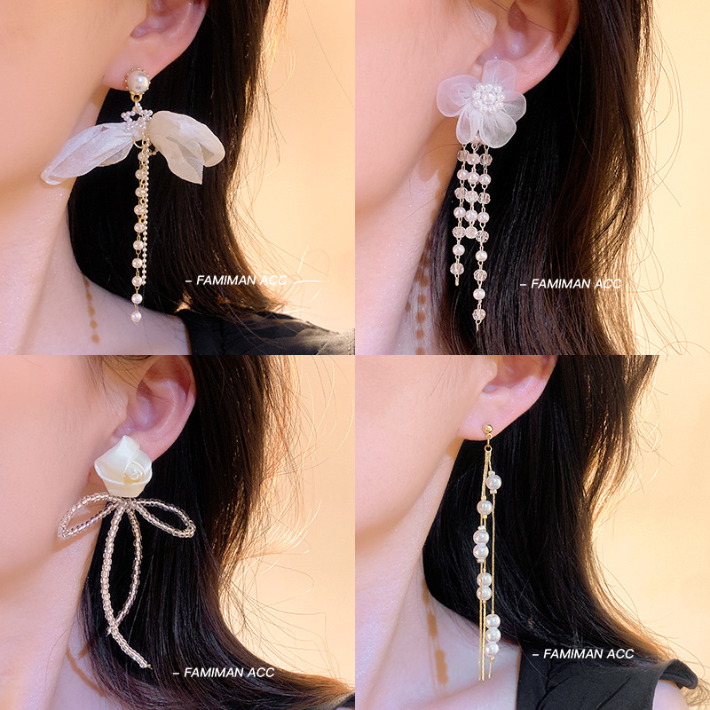 French retro long tassel earrings for women, high-end, individual and fashionable stud earrings, 2025 new niche design earrings details Picture