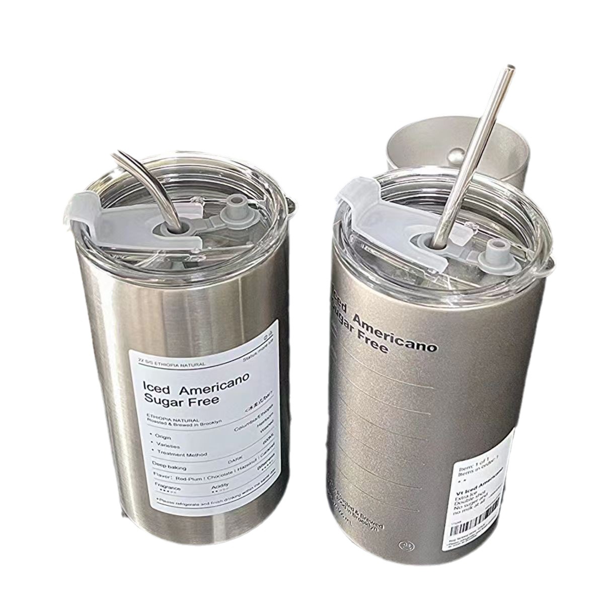 304 stainless steel high-appearation-level insulated cup, latte Americano cup, InS-style Korean ice cube cold drink straw cup Item Picture